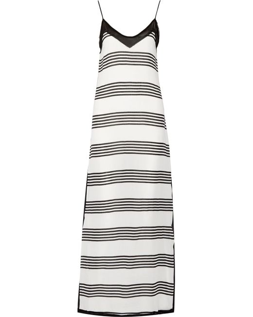 Vix Nina Striped Voile Maxi Dress in White | Lyst