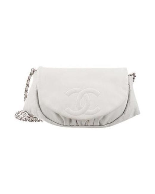 Lyst Chanel Half Moon Wallet On Chain White In Metallic Chanel Metallic Half Moon Wallet On Chain White Lyst