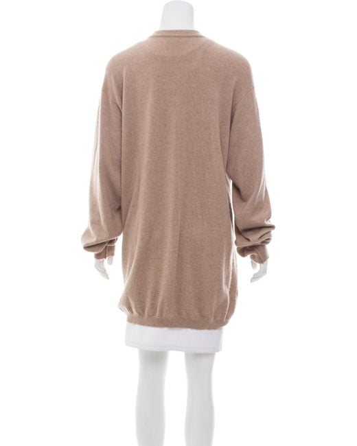 Chanel Longline Cashmere Cardigan Tan in Natural | Lyst