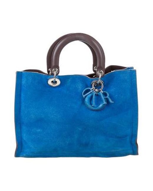 Lyst Dior Suede Diorissimo Bag Blue In Metallic Dior Metallic Suede Diorissimo Bag Blue Lyst