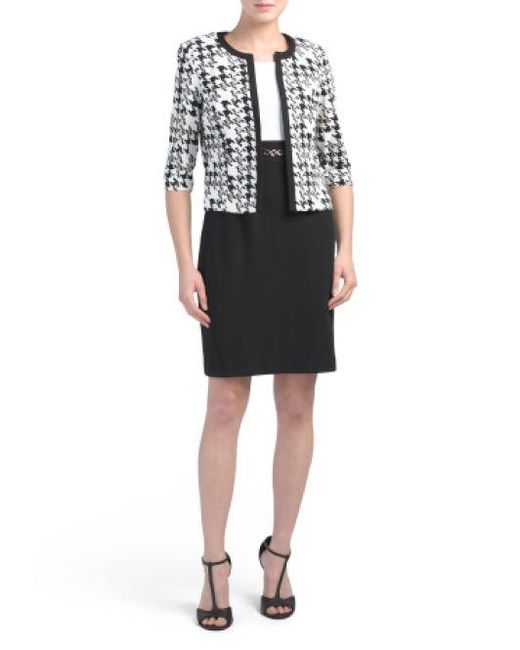 Lyst Tj Maxx Petite Houndstooth Jacket Dress Suit in Black