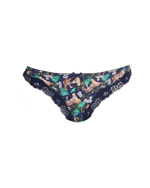 Lyst - Topshop Tiger Print Thong in Blue