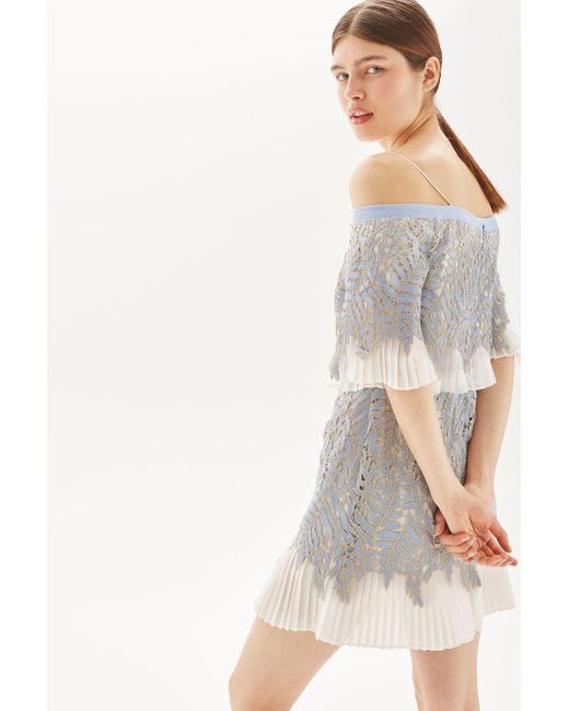 Buy TOPSHOP Leaf Pleat Bardot Dress | ZALORA HK