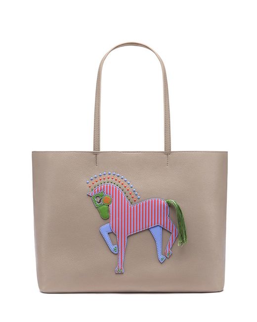 Tory burch Horse Tote in Gray (FRENCH GRAY) | Lyst