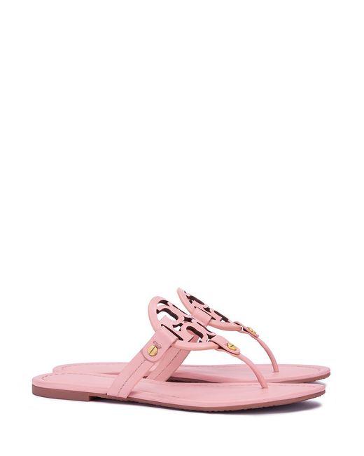 Tory burch Miller Sandal, Leather in Pink (Clay Pink) | Lyst