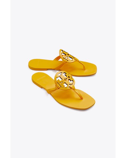 Lyst - Tory Burch Miller Square-toe Sandal, Leather in Yellow - Save 29 ...