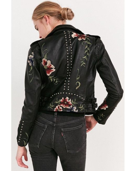 Blank nyc As You Wish Floral Embroidered Moto Jacket in Black | Lyst