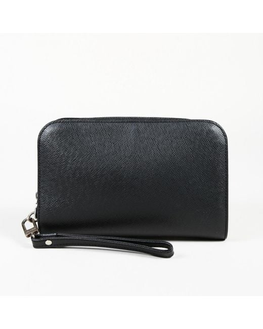 Lyst - Louis Vuitton Black Leather Clutch Bag in Black