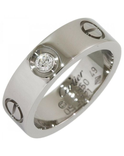 Cartier Love Silver Platinum Ring in Metallic Lyst