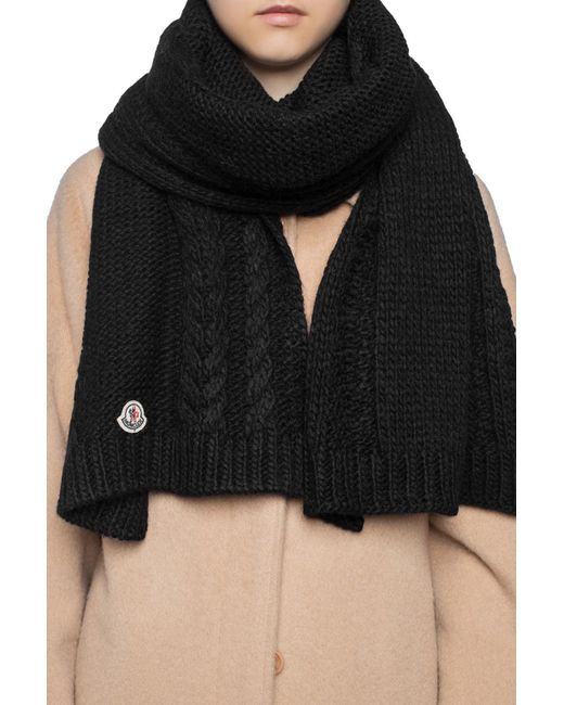 Moncler Braided Scarf in Black - Lyst