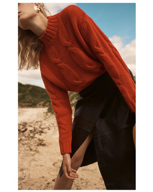 Whistles Cashmere Cable Knit in Red - Lyst