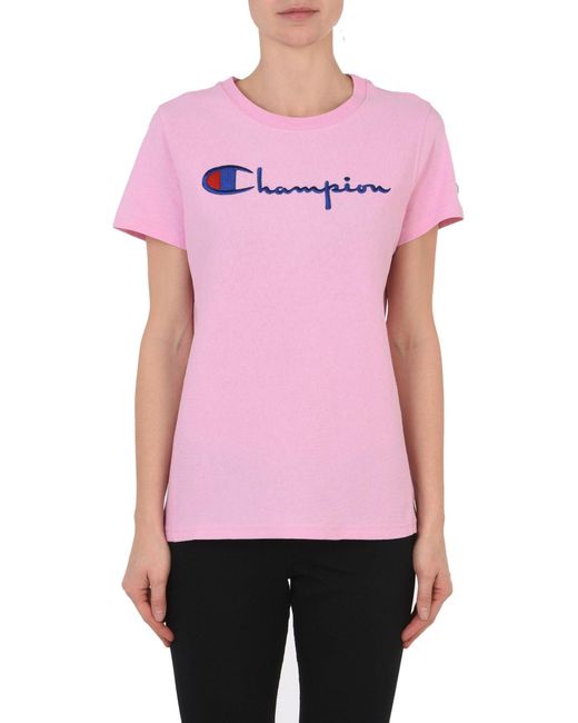 Champion T-shirt in Pink | Lyst