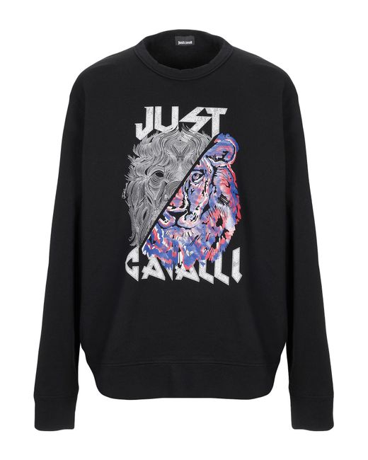 Just Cavalli Cotton Sweatshirt in Black for Men - Lyst