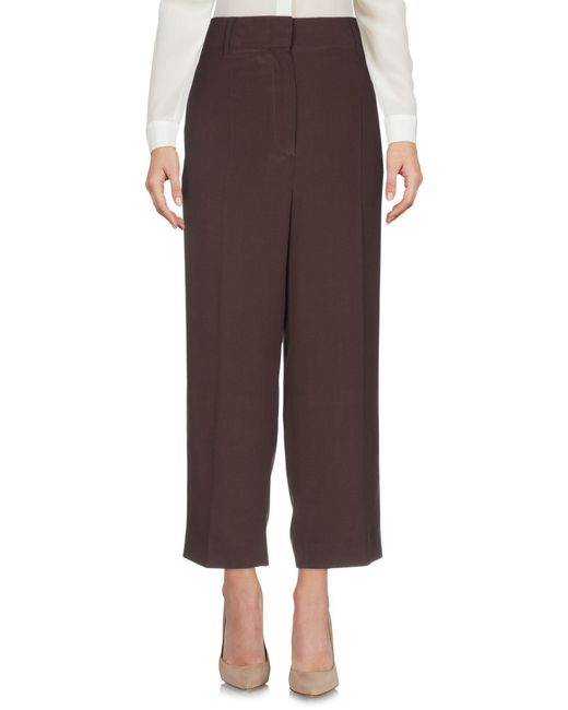 Prada Silk Casual Pants in Dark Brown (Brown) - Lyst