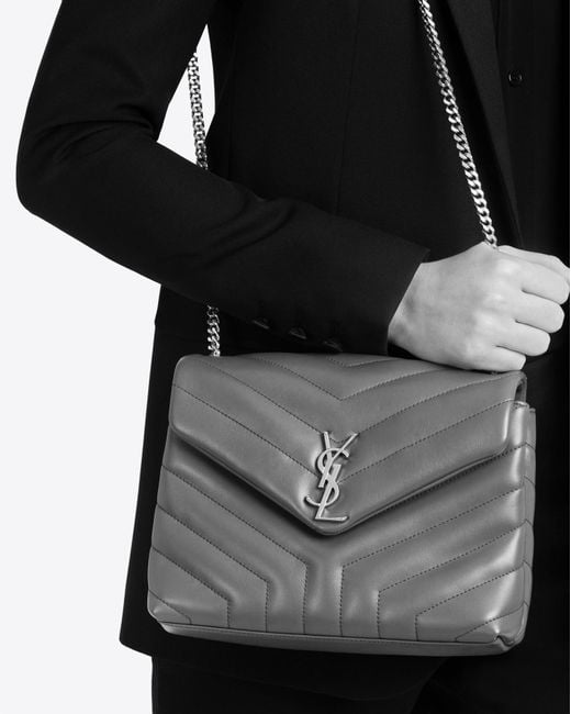 Lyst - Saint laurent Small Loulou Chain Bag In Grey 