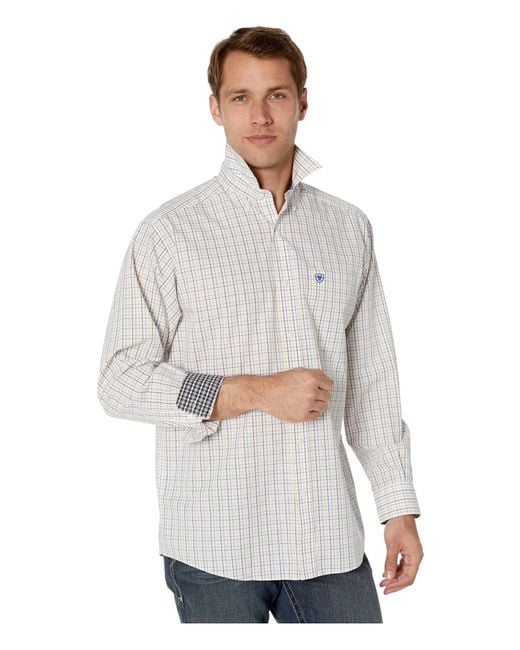 Lyst - Ariat Wrinkle Free Ludlow Shirt (white) Men's Long Sleeve Button ...