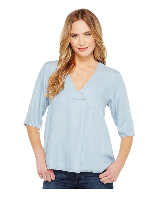 B Collection By Bobeau Maureen Lyocell Blouse In Blue - Save 12% | Lyst