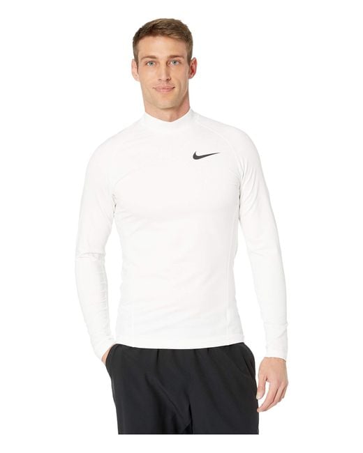 Download Lyst - Nike Pro Therma Top Long Sleeve Mock (white/white ...