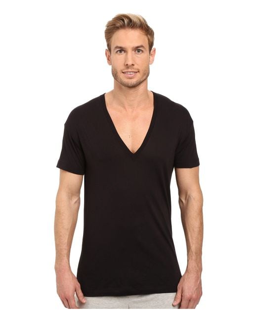 2xist Cotton 2(x)ist Pima Slim Fit Deep V-neck T-shirt in Black for Men ...