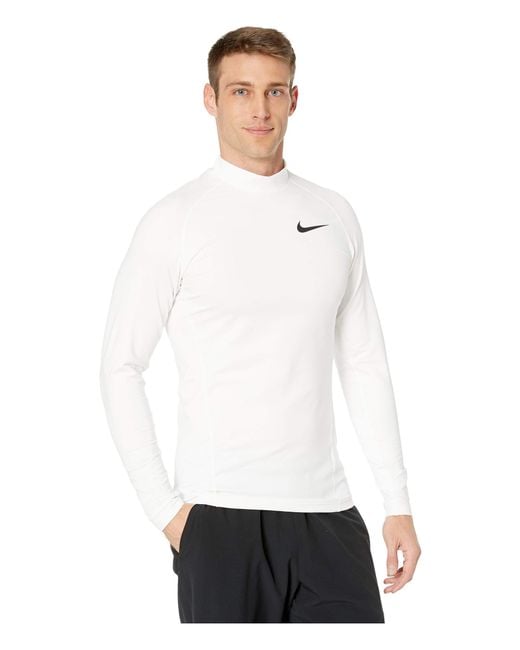 Download Lyst - Nike Pro Therma Top Long Sleeve Mock (white/white ...