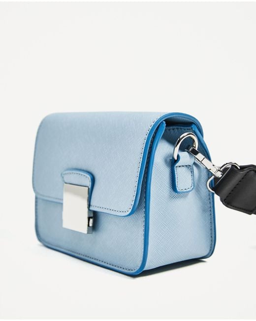 zara crossbody bag with floral in blue lyst zara crossbody bag with floral in blue lyst