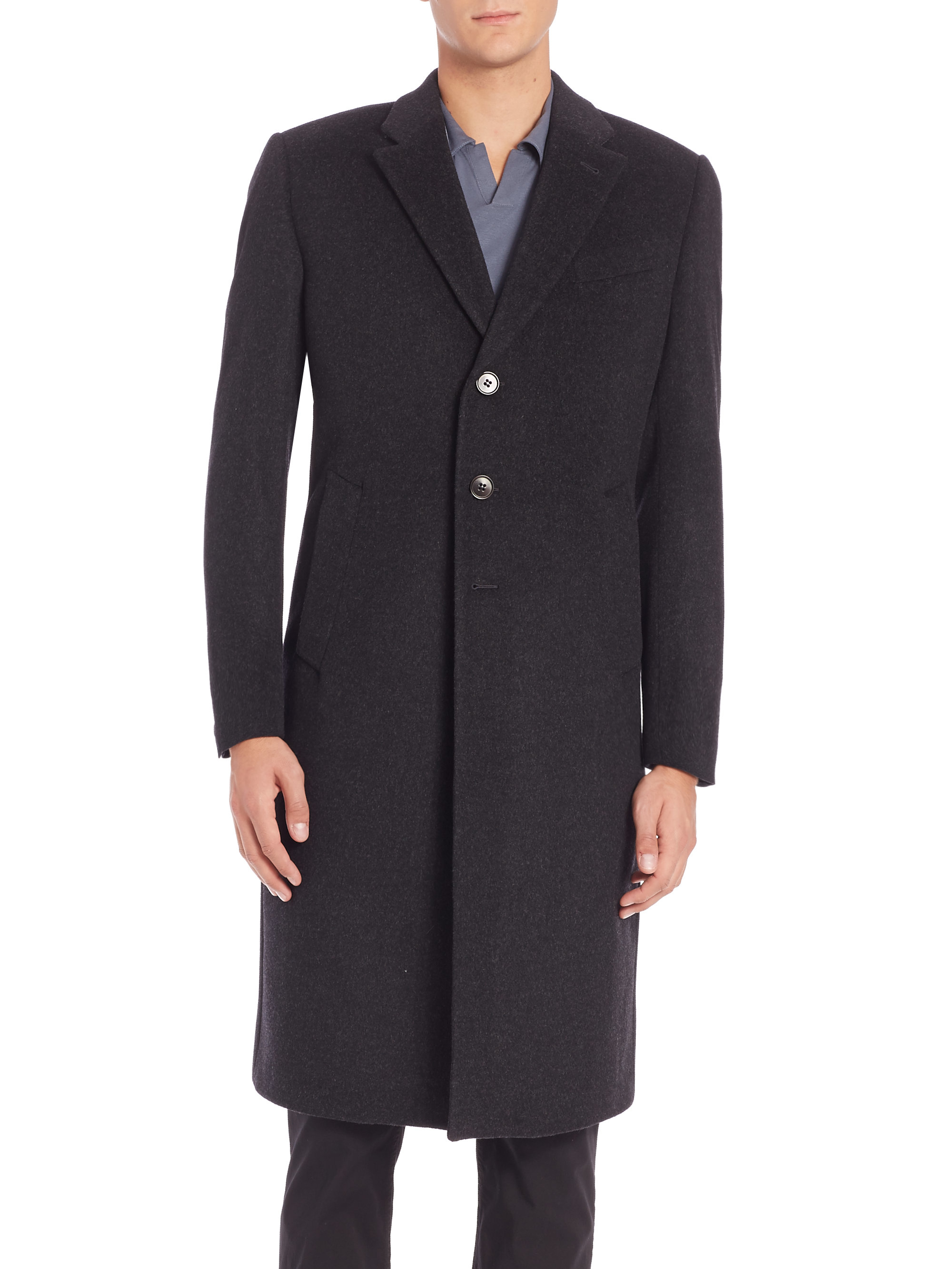 Lyst - Armani Wool-cashmere Coat in Black for Men