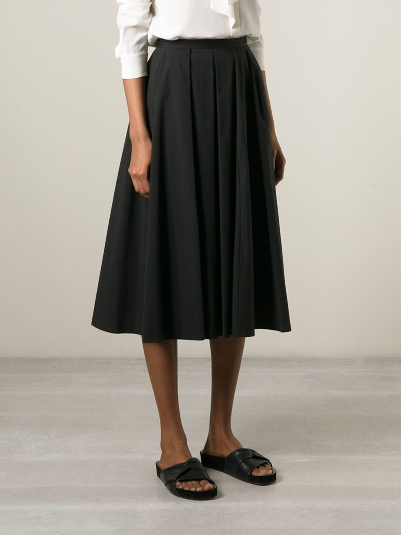 Michael Kors A-line Pleated Skirt in Black - Lyst