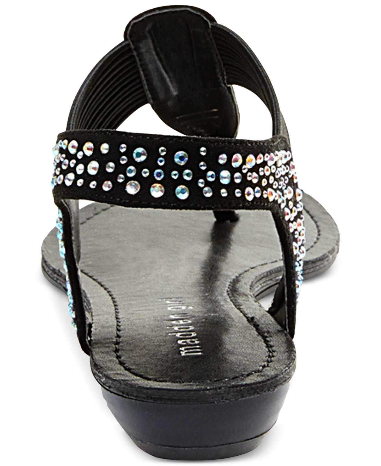 Madden girl Triixie T-strap Flat Sandals in Black | Lyst