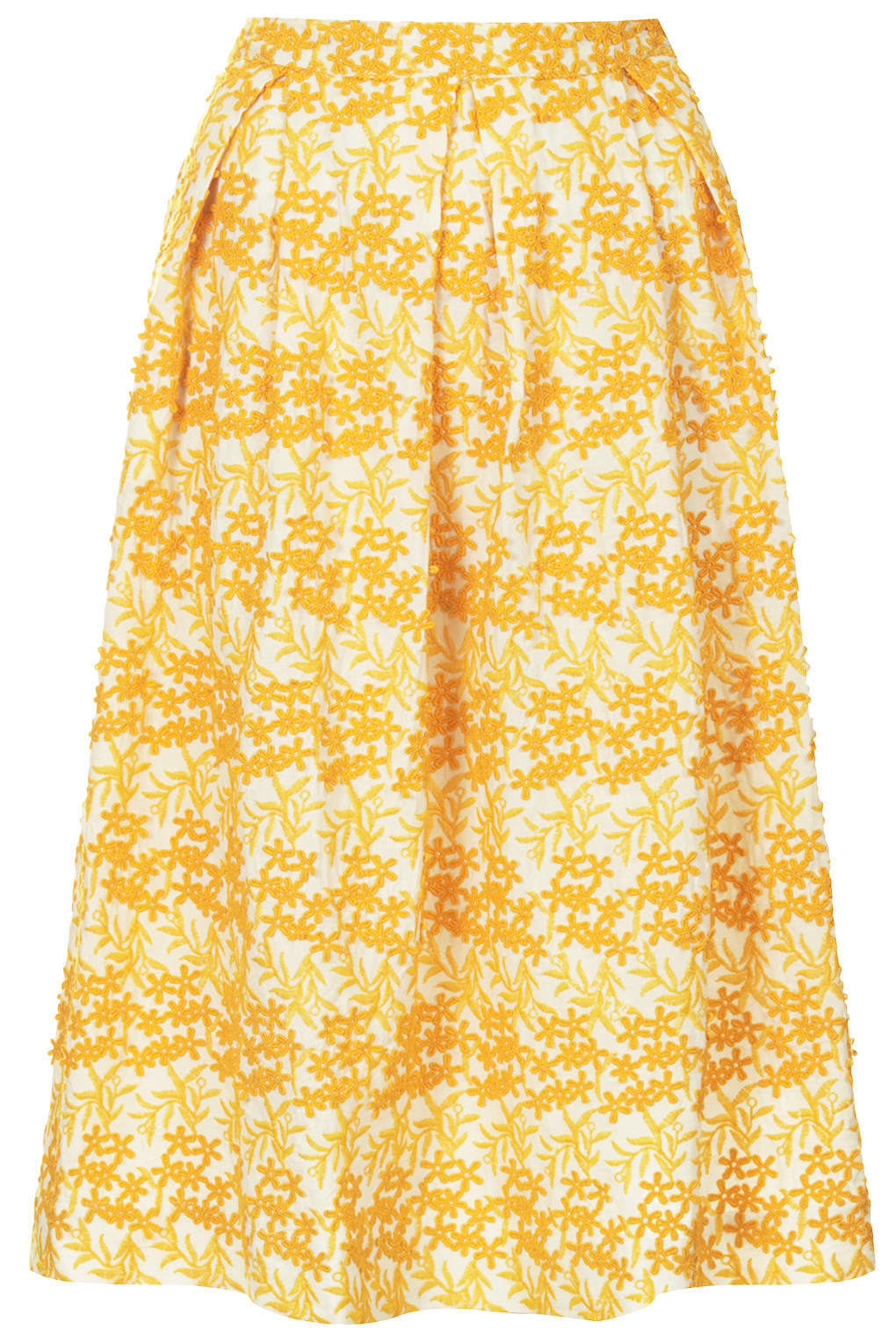 Topshop Daisy Embroidery Midi Skirt in Yellow | Lyst