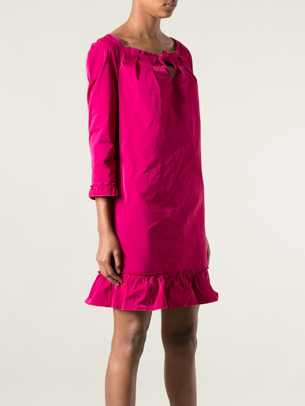 Lyst - Nina Ricci Pleated Neckline Shift Dress in Purple