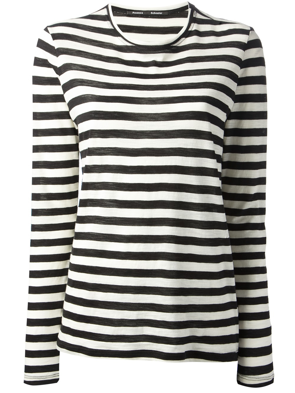 Lyst - Proenza Schouler Striped Long Sleeve Tshirt in Black