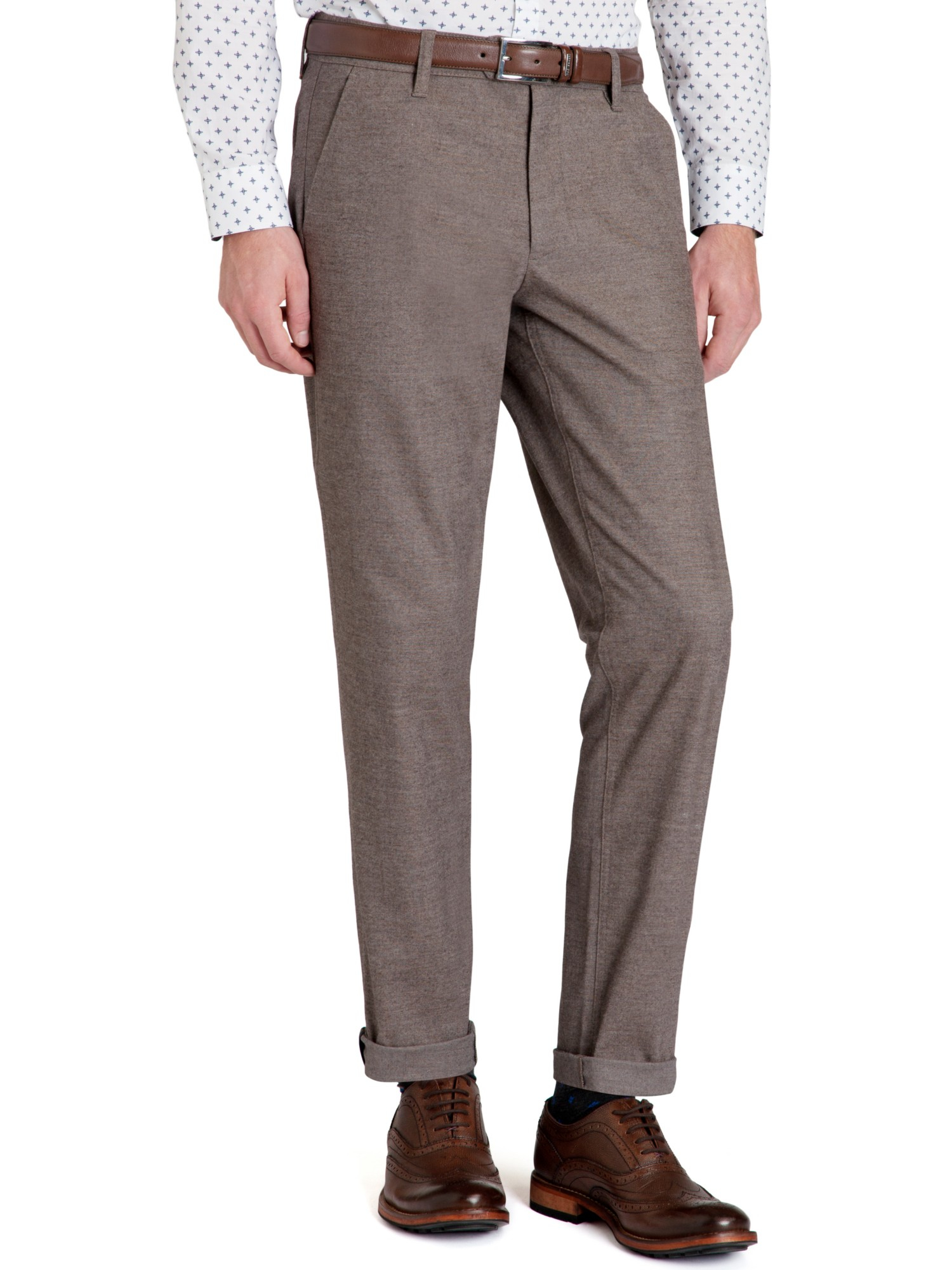 Ted baker Slimly Slim Fit Brushed Cotton Trousers in Beige for Men ...