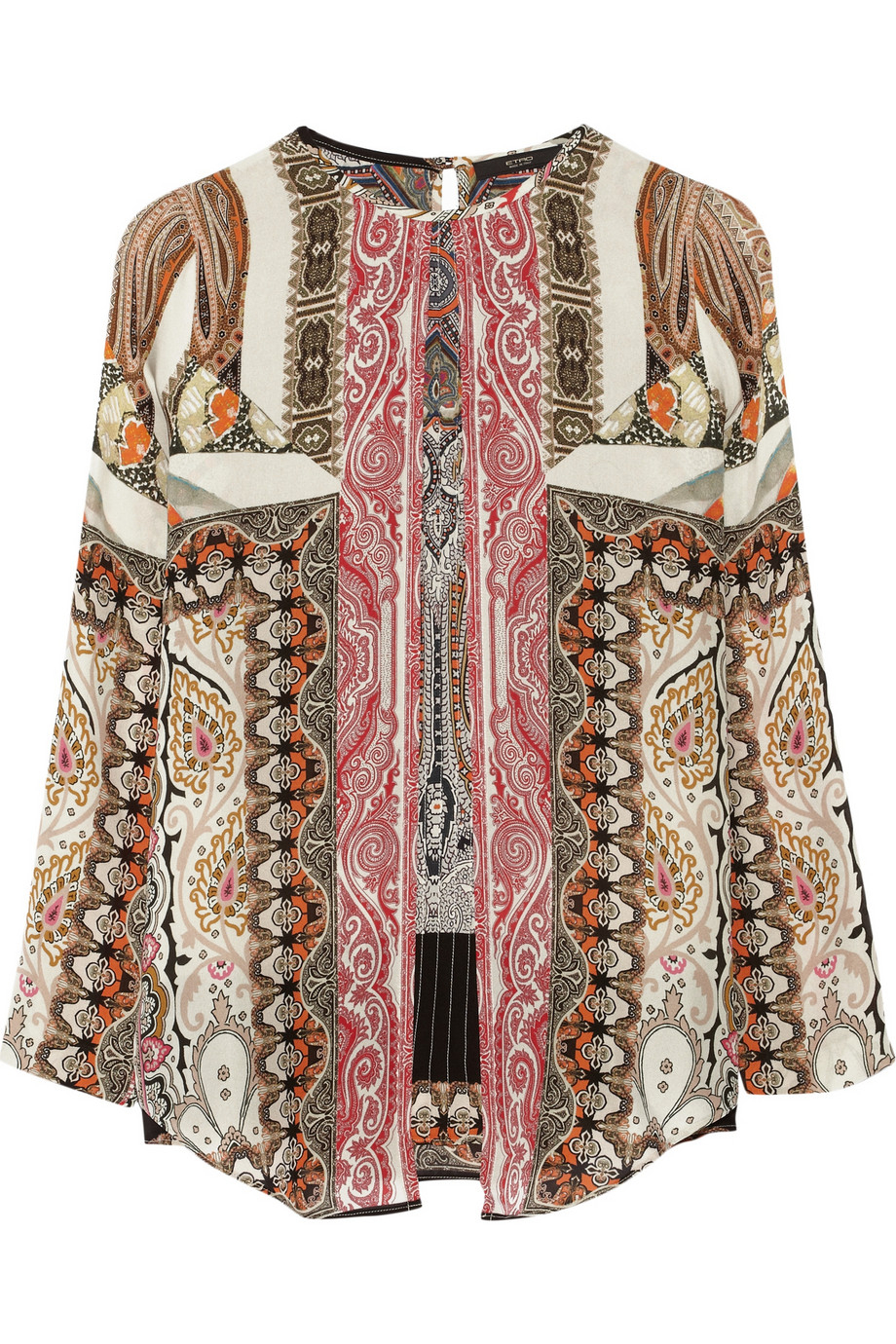 Etro Paisley-Print Silk-Chiffon Blouse in White - Lyst