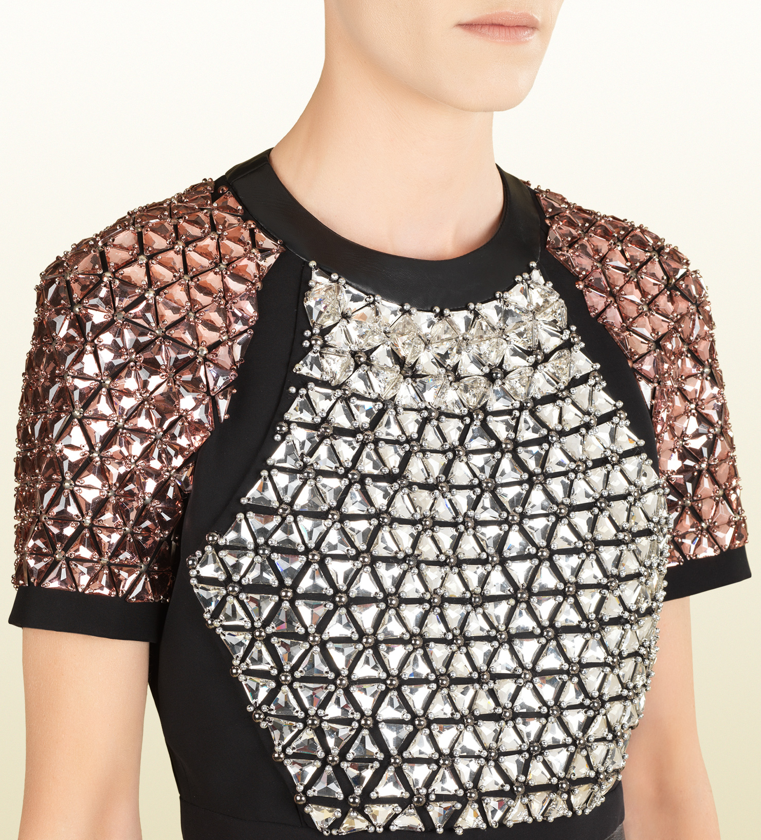 Gucci Bead Embroidered Aline Leather Dress in Black Lyst