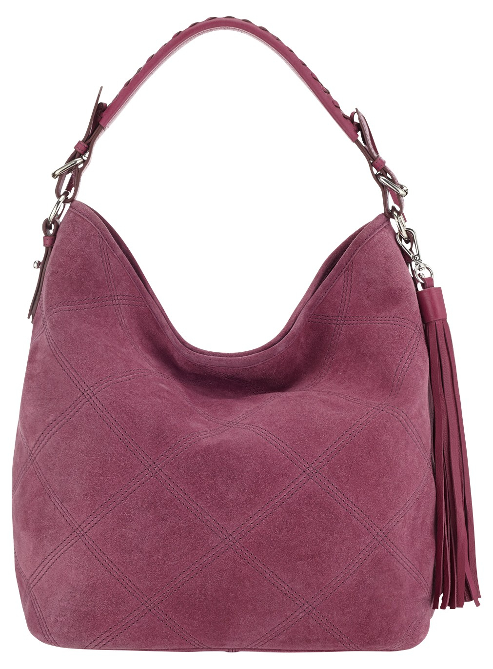Jigsaw Diamond Quilted Suede Hobo Bag In Purple Lyst Gallery