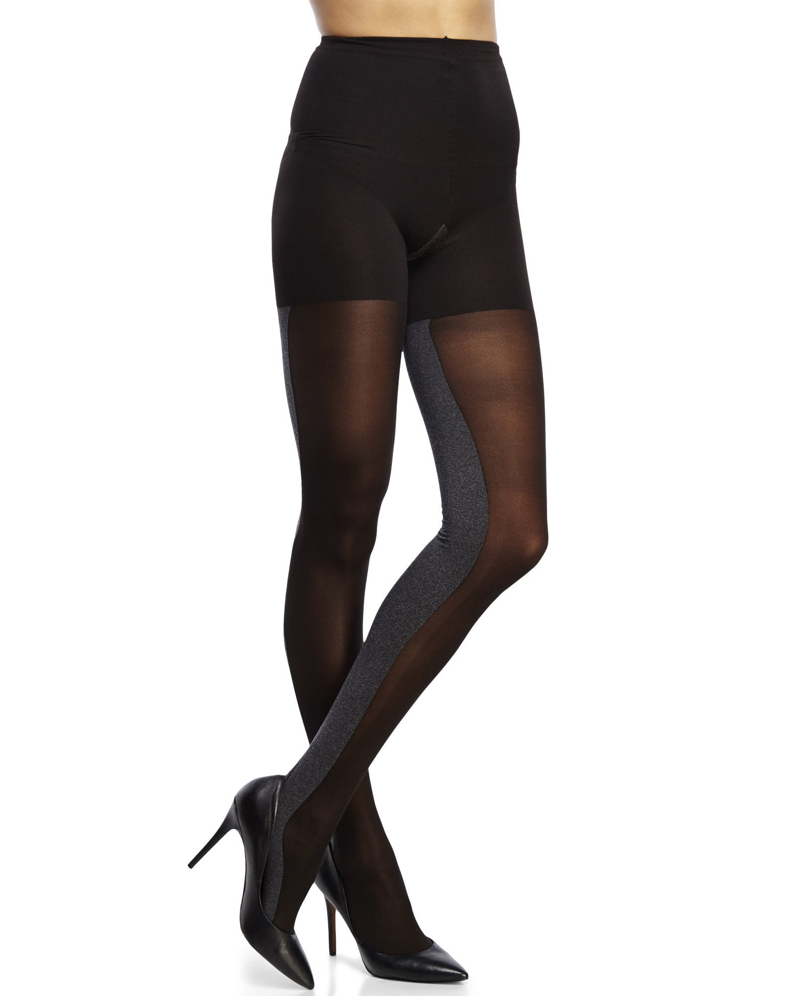 Spanx Black Heathered Contrast TightEnd Tights in Black  Lyst