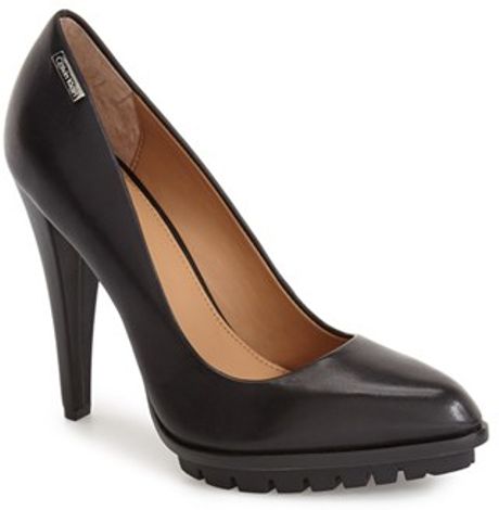 Calvin Klein 'Leilani' Pointy Toe Platform Pump in Black (BLACK LEATHER ...