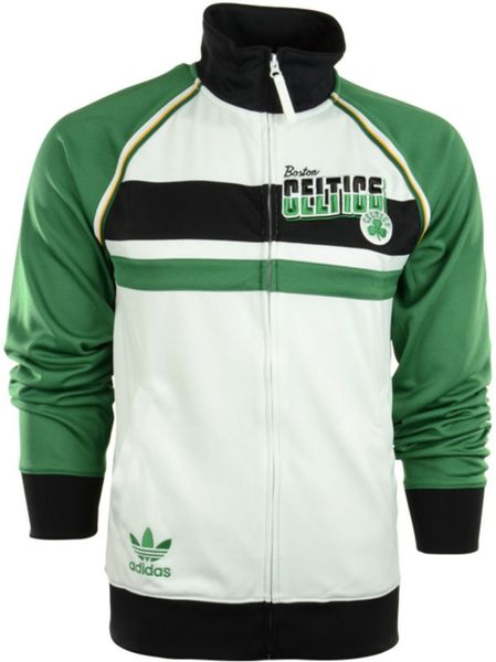 Adidas Mens Boston Celtics Fullzip Track Jacket in Green for Men (White ...