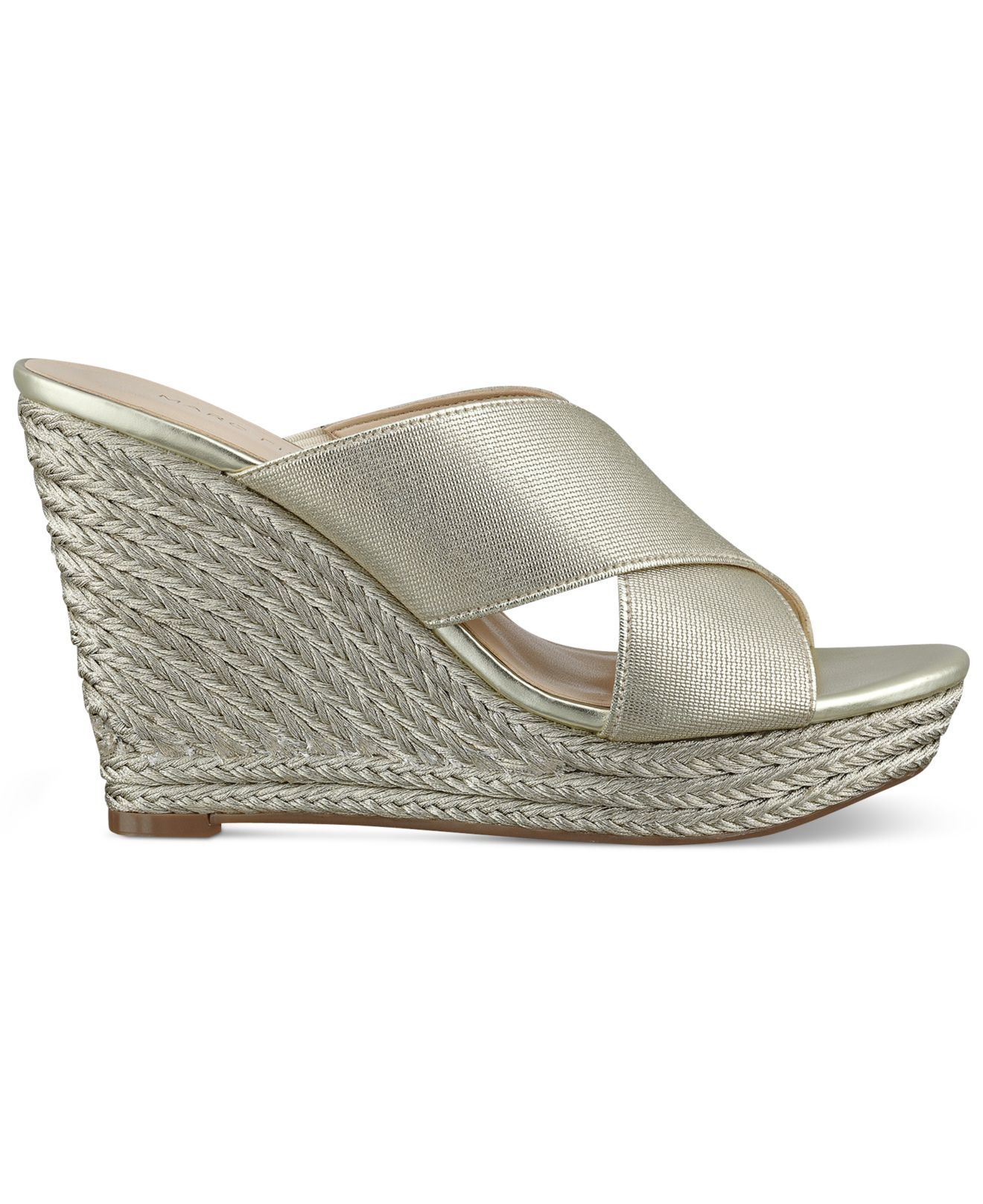 Lyst - Marc Fisher Engage Slide Platform Wedge Sandals in Metallic