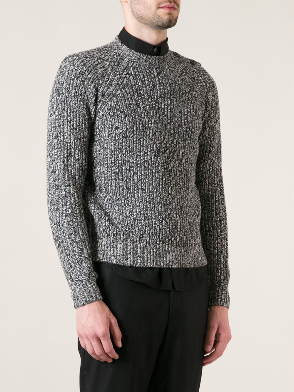 Lyst - Carven Thick Knit Sweater in Black for Men