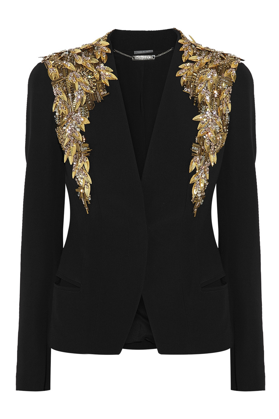 Alexander McQueen Embellished Crepe Jacket in Black - Lyst