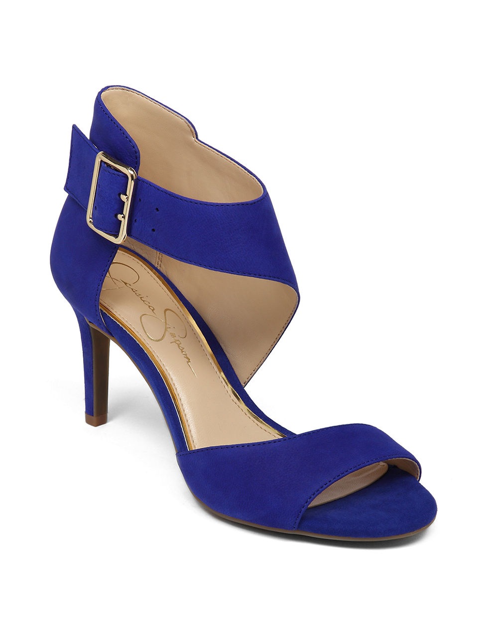 Jessica Simpson Marrionn Leather Sandal Heels in Blue | Lyst