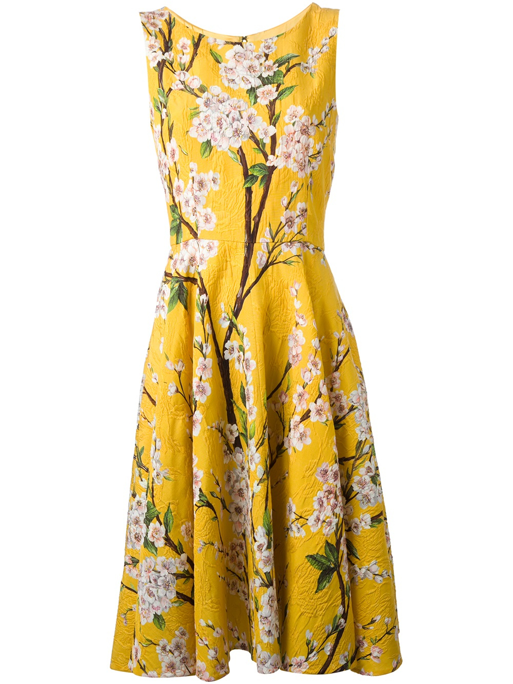 Lyst - Dolce & gabbana Floral Print Brocade Dress in Yellow