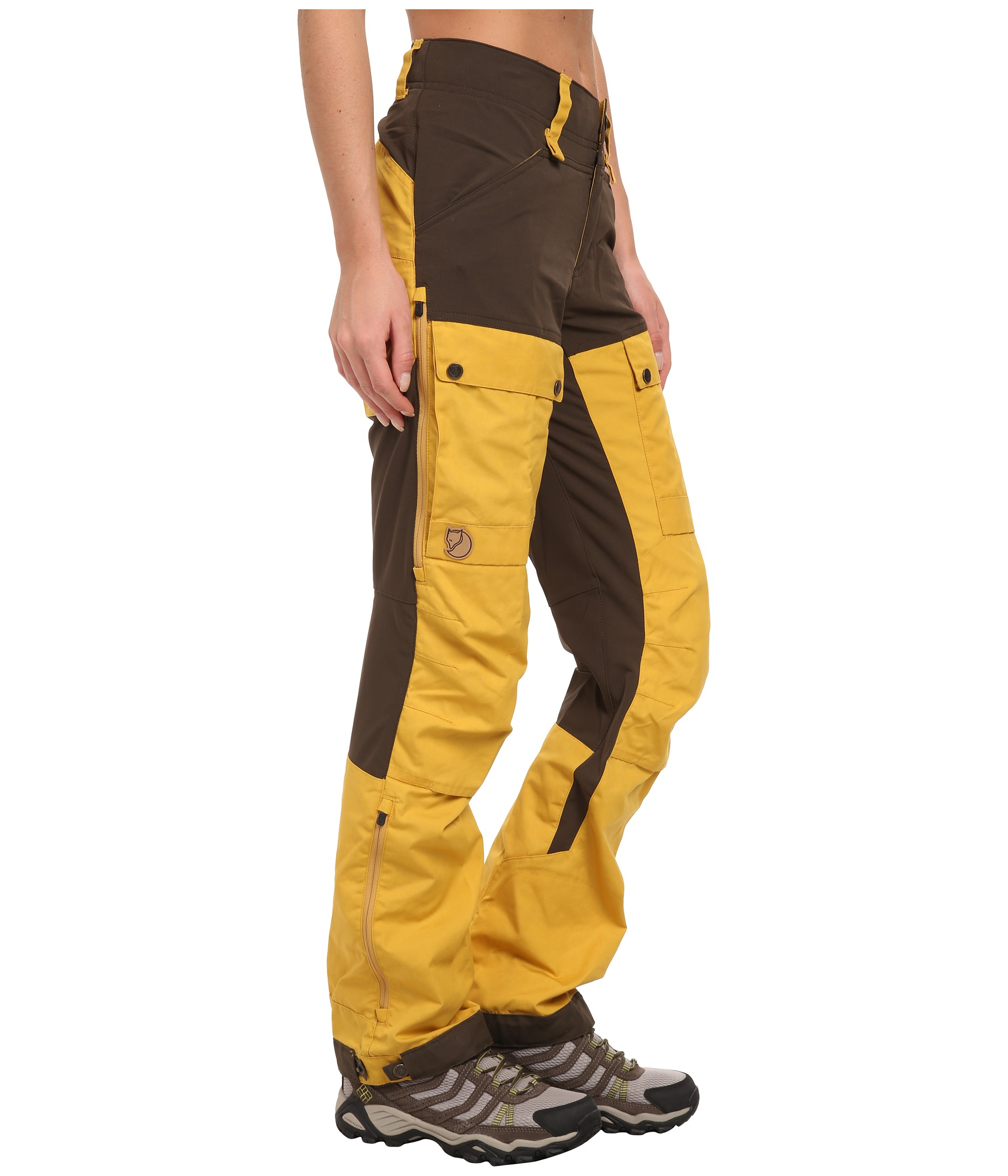 black trousers with yellow stripe