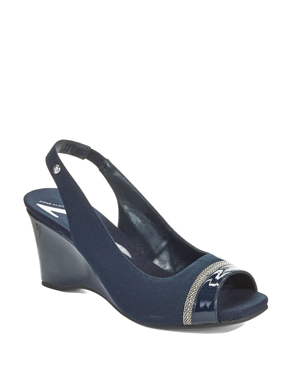 Anne Klein Pika Slingback Open Toe Wedges in Blue (Navy) | Lyst