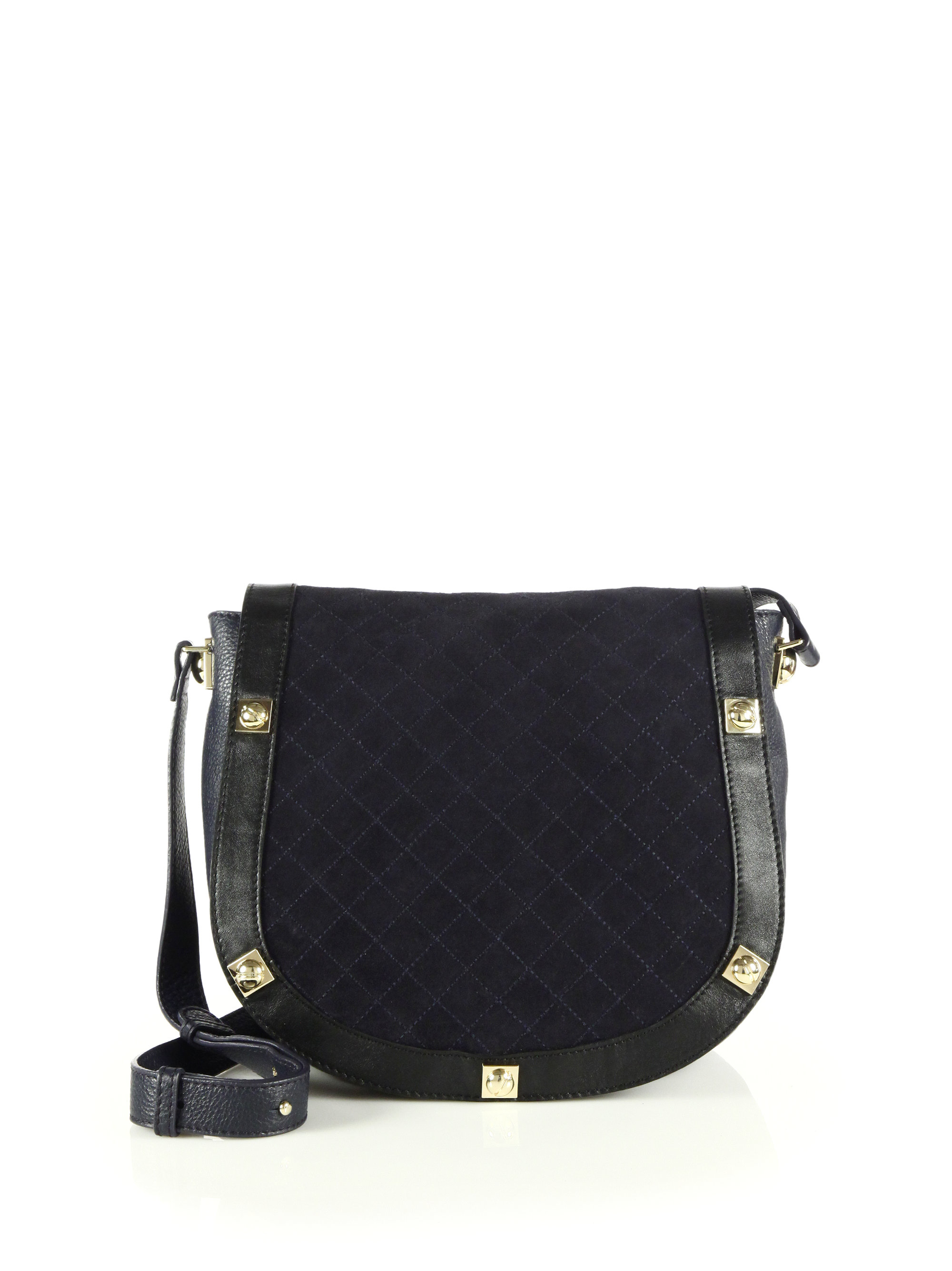 See by chlo Sadie Quilted Leather \u0026amp; Suede Studded Shoulder Bag in ...