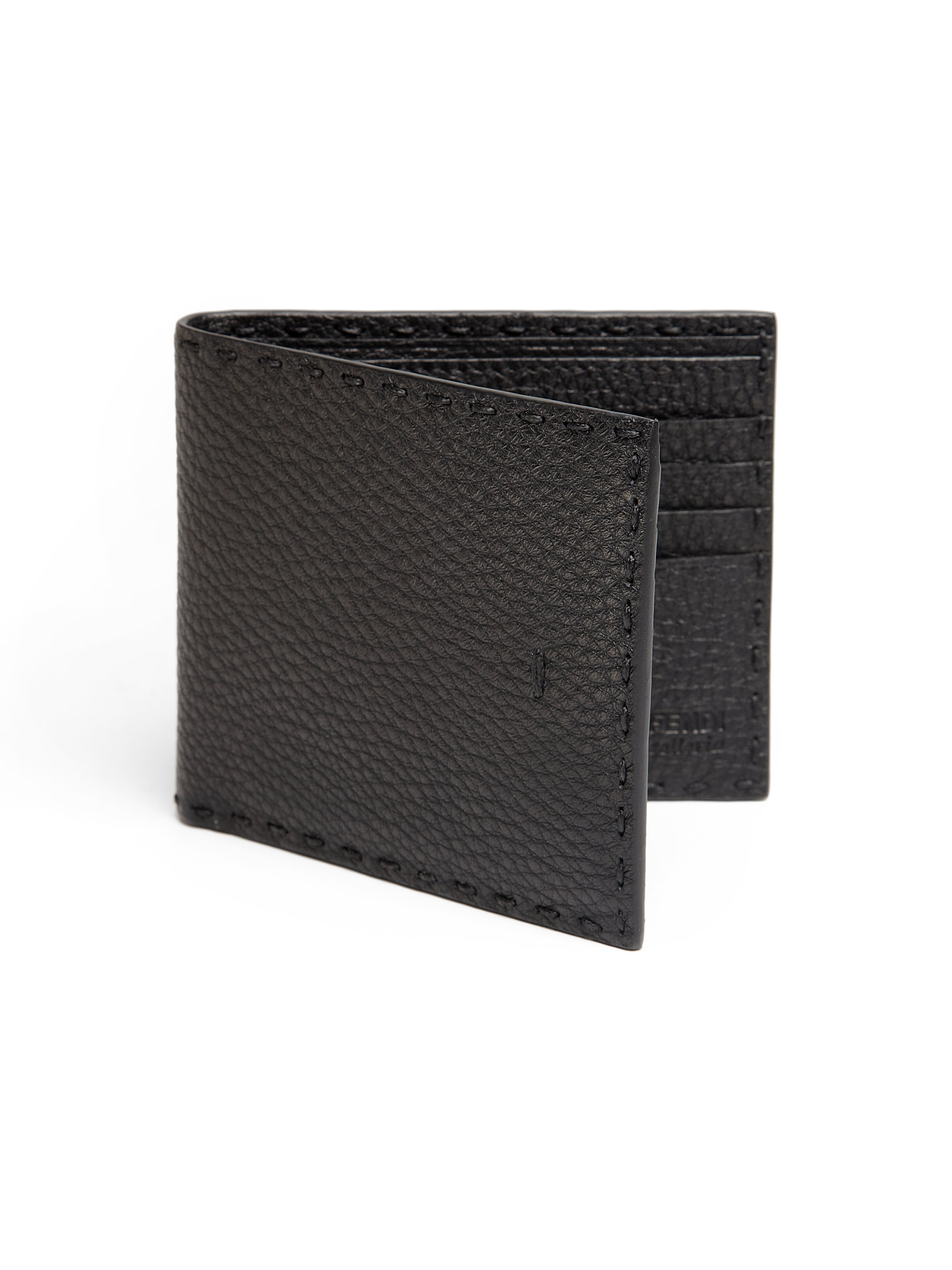 Fendi Pebbled Leather Wallet in Black for Men | Lyst