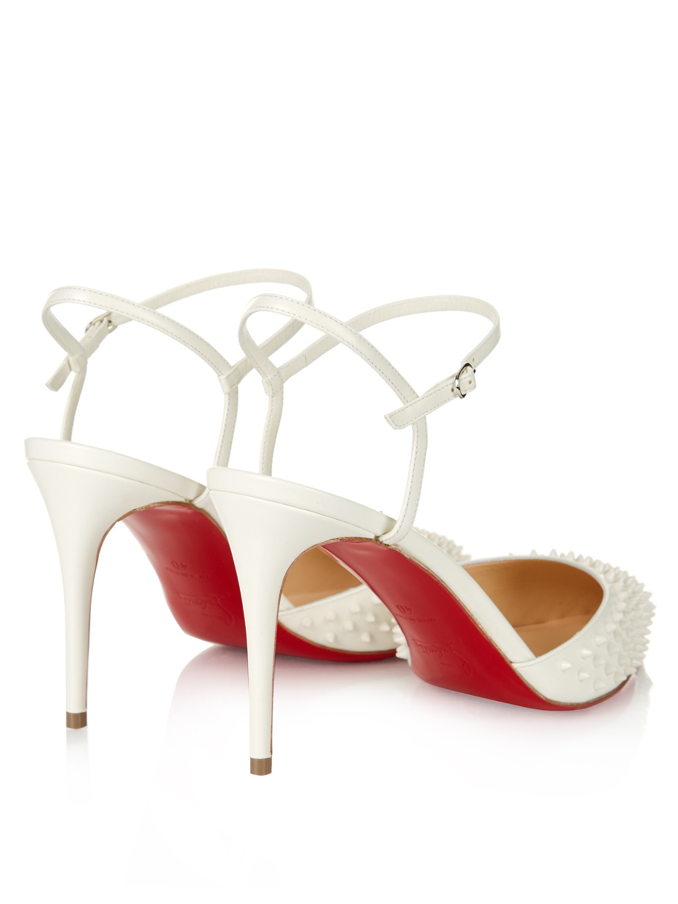 Christian louboutin Baiea 85mm Spike-embellished Pumps in White | Lyst