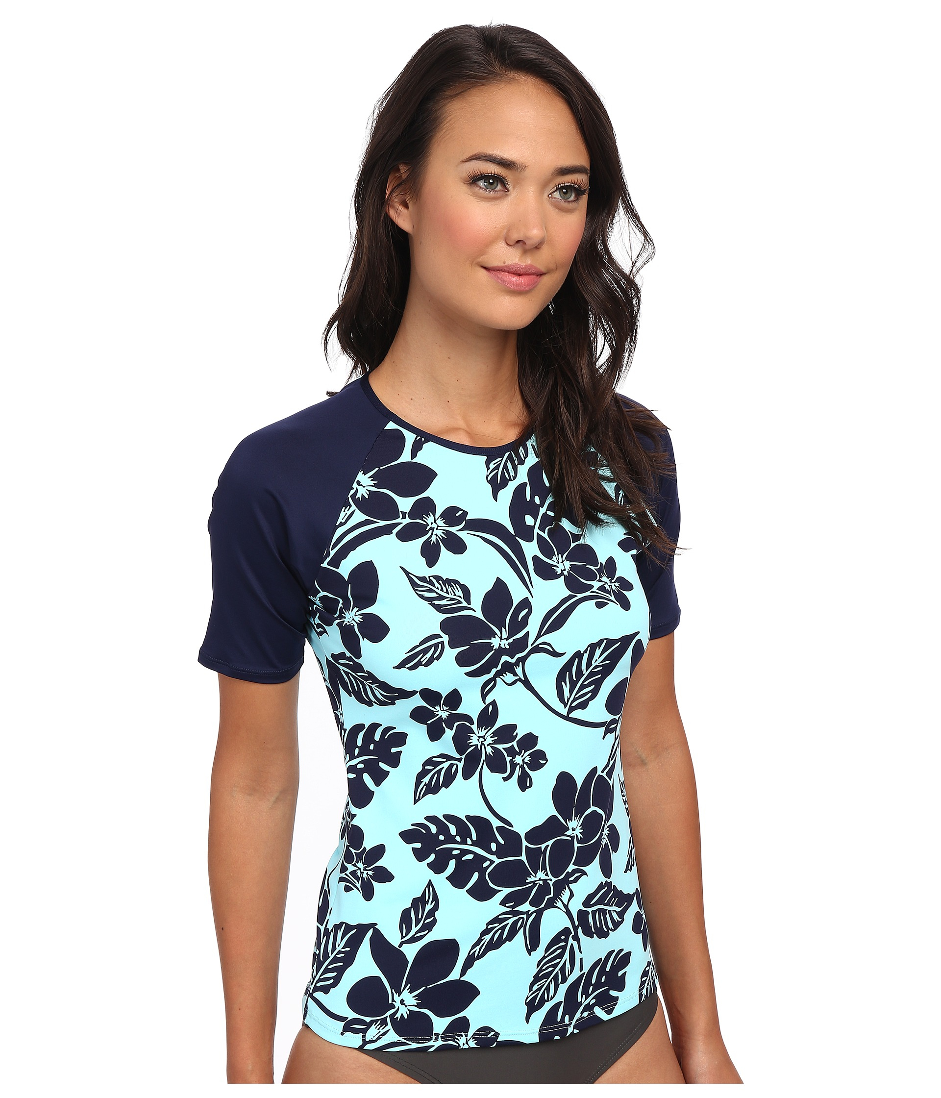 Tommy bahama Stem Floral Short Sleeve Rash Guard CoverUp in Blue Lyst