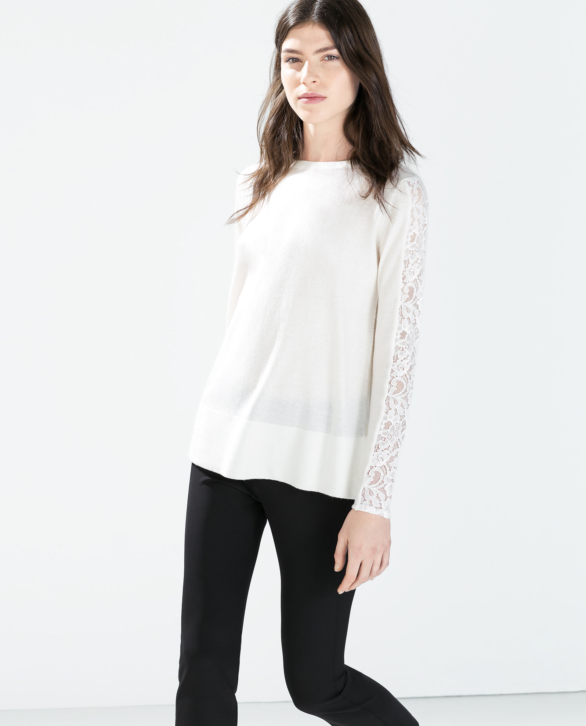 zara white lace top